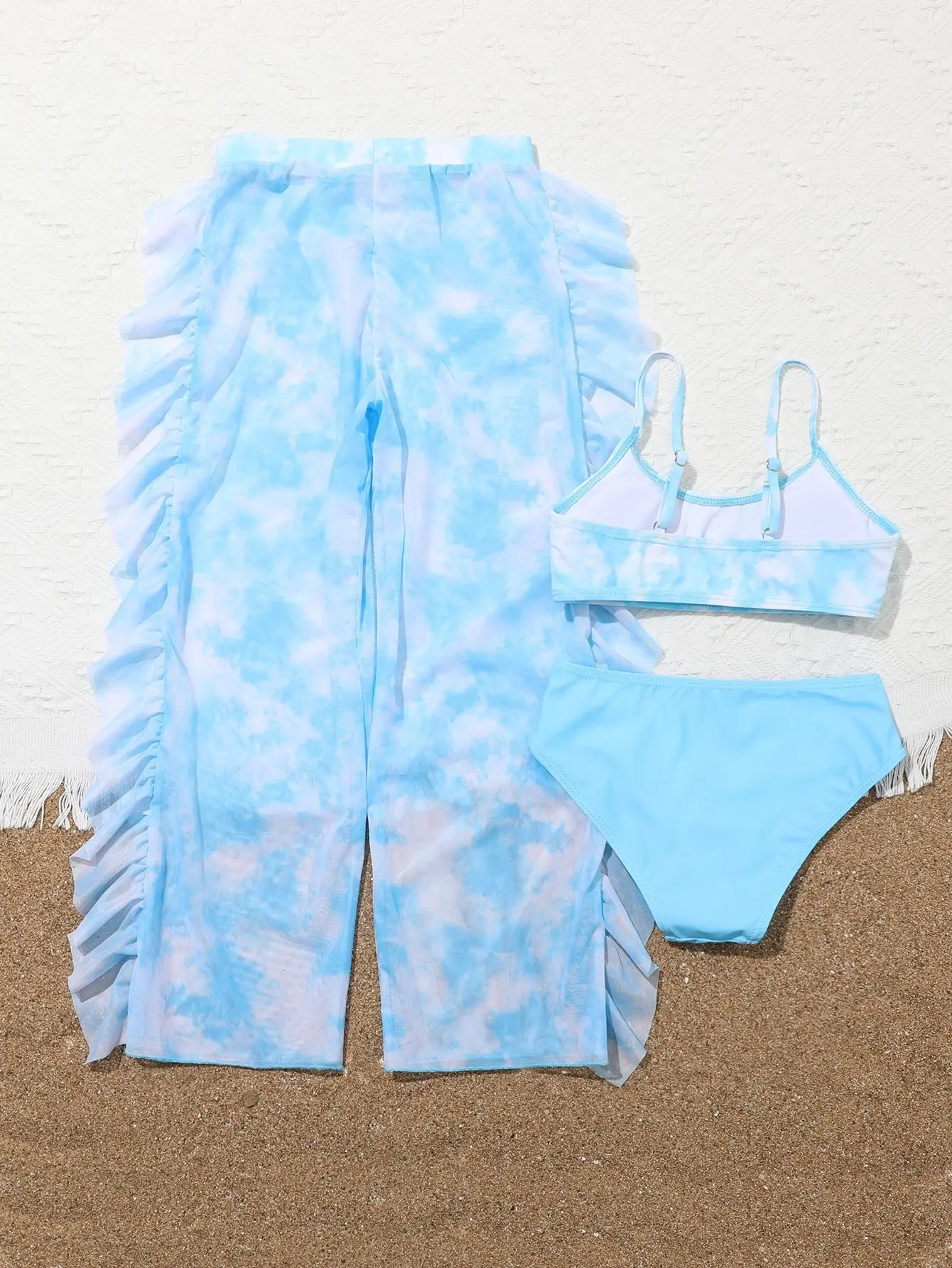 3 Pieces Tie Dry Bikini 2026 Girls Swimsuit With Pants Kids Swimwear Female Bathers Bathing Swimming Swim Suit Beachwear