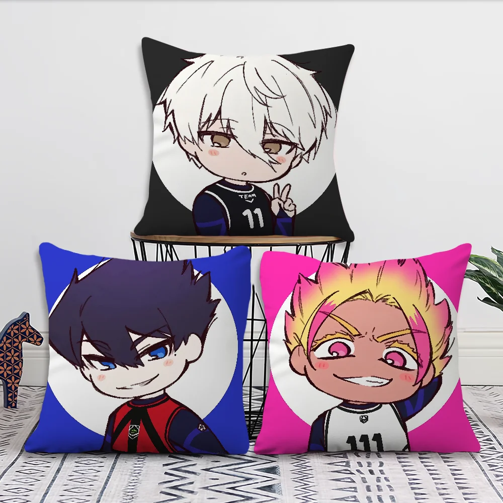 Cushion Art Anime Cover BLUE Comfortable Soft Pillow Case for Sofa L-LOCK Living Room Cool Home Office Decor Protective Covers