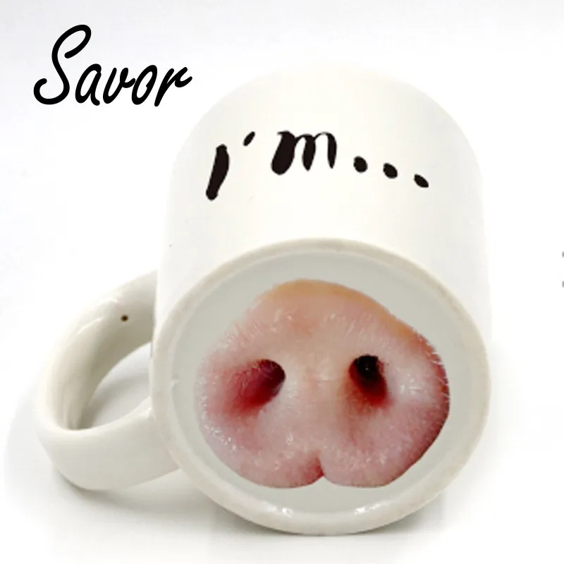 Creative Game Pig Nose Face Mug Funny Man Enamel     Coffee  Cute Gamer Birthday Gift Back to School