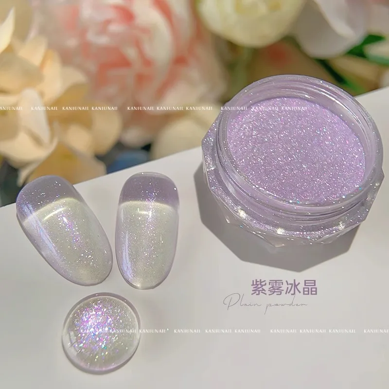 1 Box Fairy Manicure Glitter High Gloss Nail Powder Ice Transparent Crystal Chrome Nails Powder Pigment Gel Polish Manicure Dust