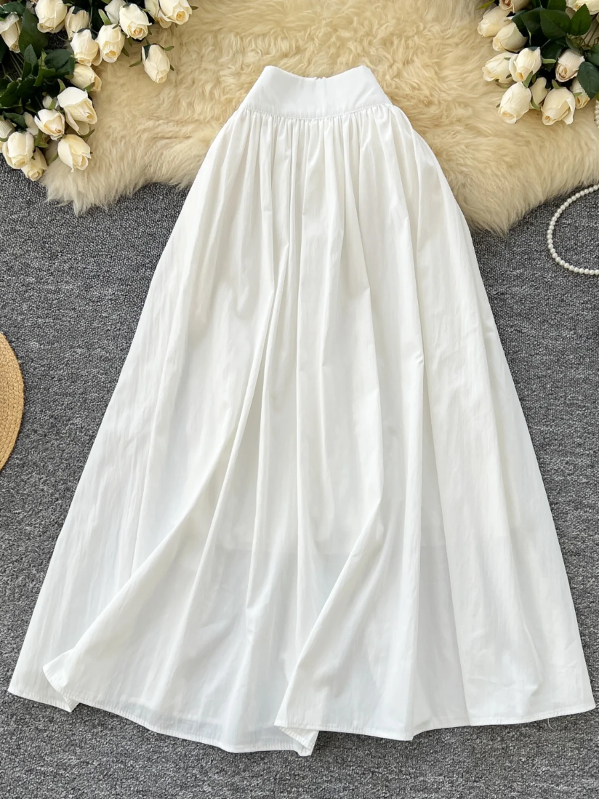 

Ele Versatile High Waist A-Line Midi Skirt Women's Faion Korean Sle Commute High Waist Flared Skirt Slimming