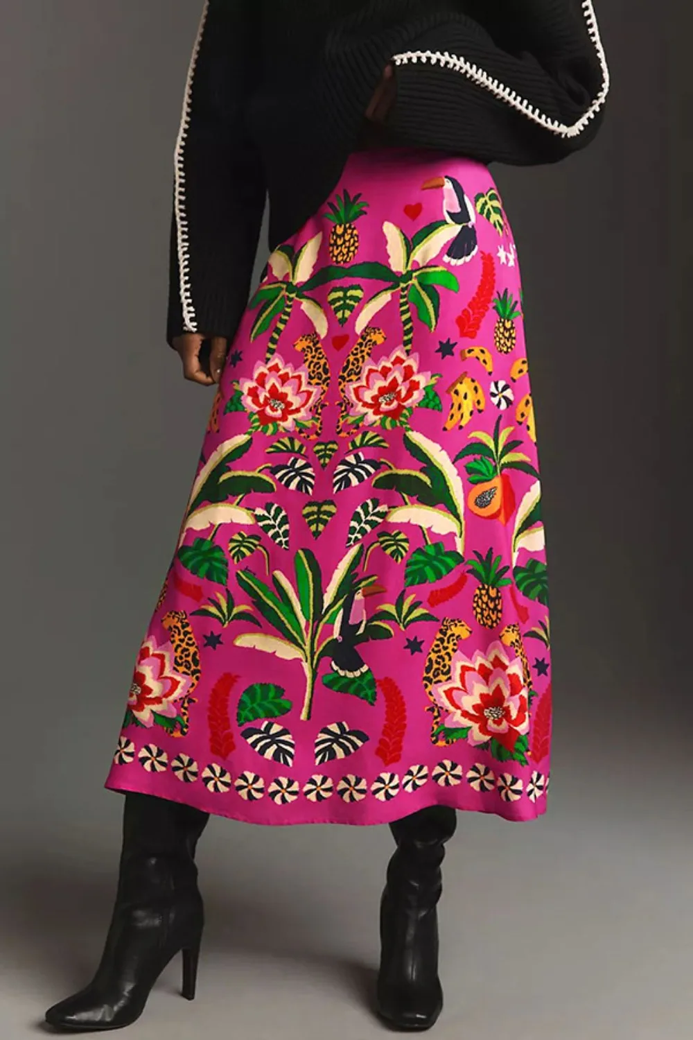 Elegante midi-rok voor dames, hoge taille, A-lijn, losse kleding, casual streetwear, bloemenprint, lange rokken voor dames