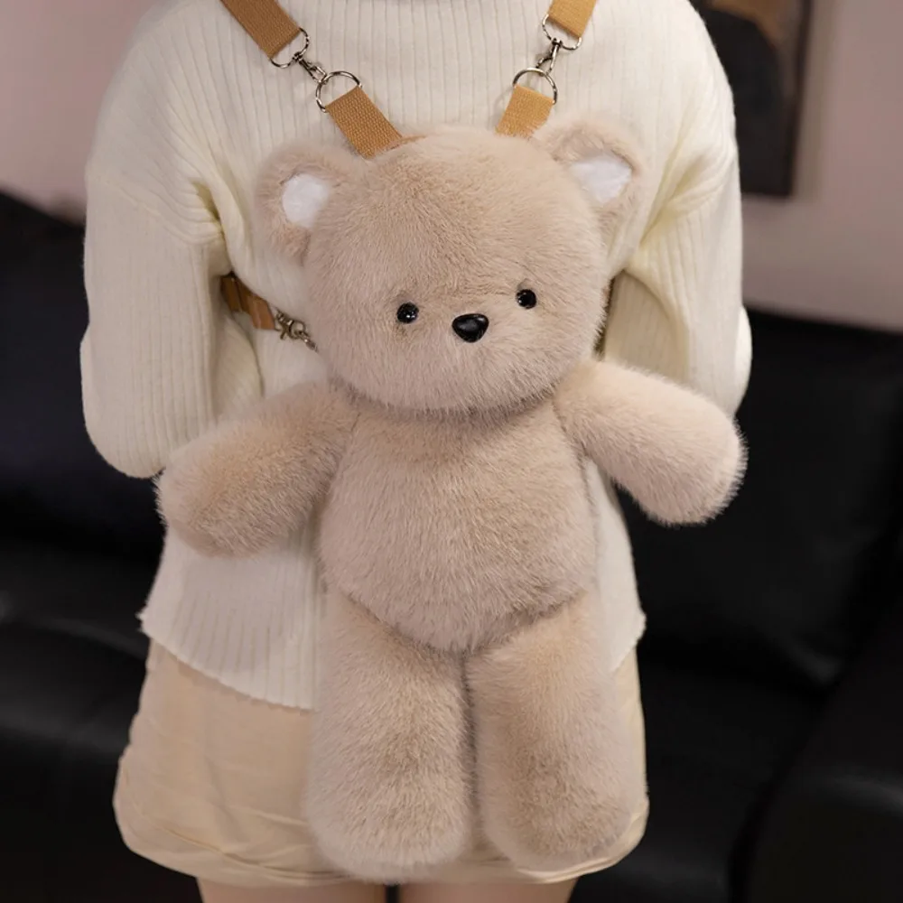 

Cat Running Bear Plush Backpack Animal Fluffy Animal Stuffed Doll Bag Soft Cartoon Rabbit Plush Schoolbag Girl Gift