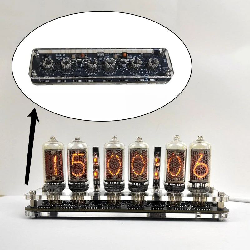 6-Bit IN-8 Glow Tube Clock Base IN8 Nixie Tube Watch Accessories Electron Table Clocks Maintenance LED Watch Motherboard