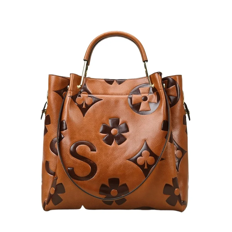 

Large Capacity Women Tote Bag Embossed Handbag Fashion Shoulder Bag Commuter Bucket Bag Set