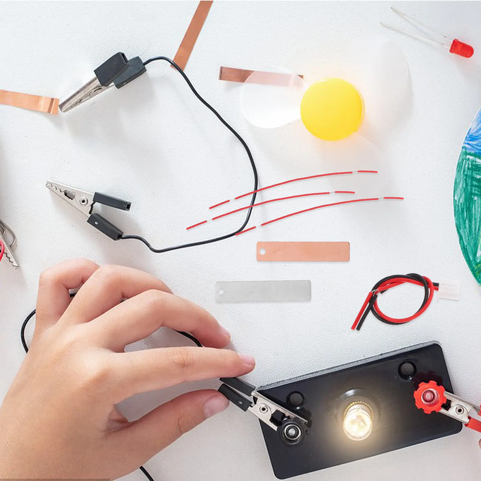 

2Sets Fruit Science Experiment Kit DIY Educational Electricity Project for Classroom Physics Learning Potato Orange LED