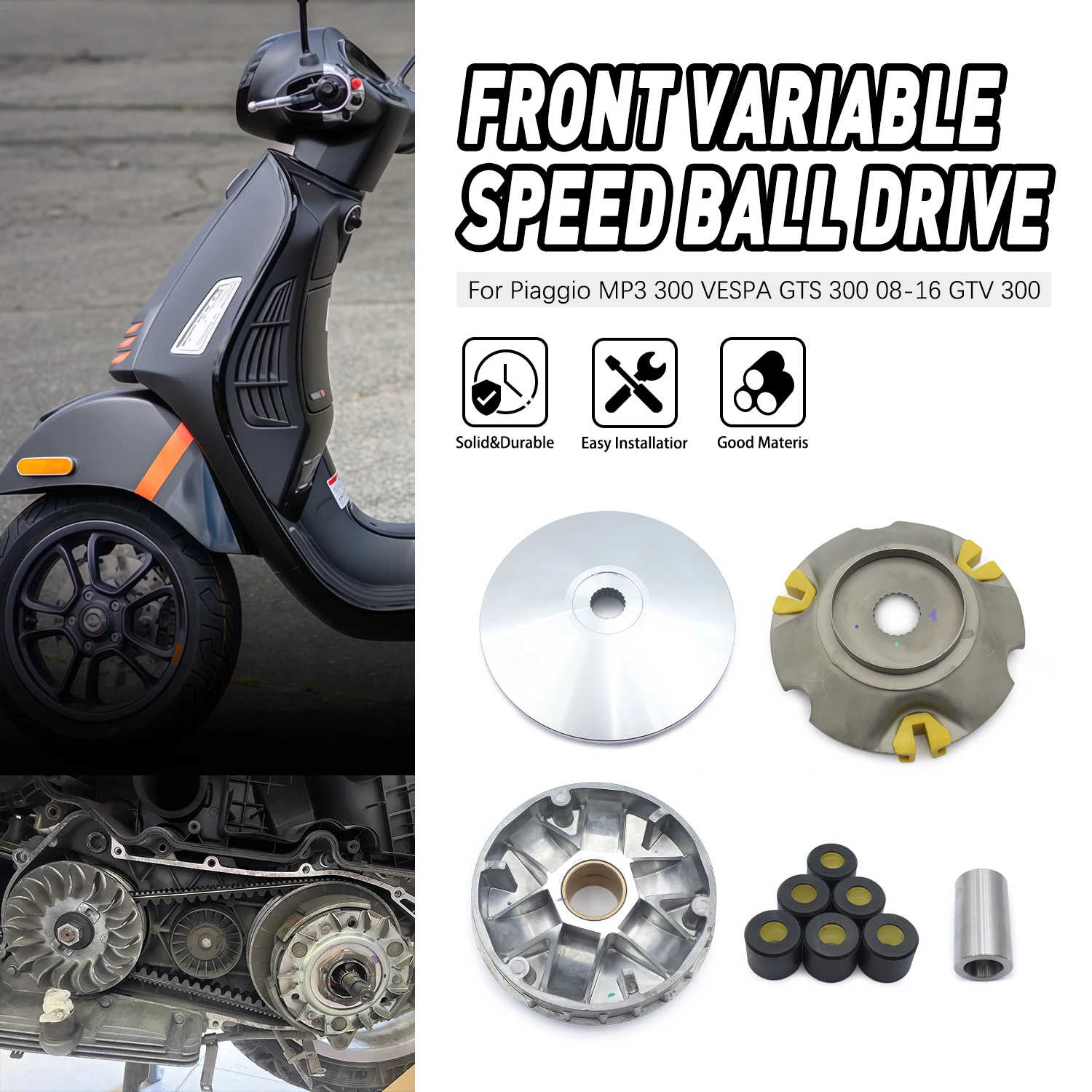Drive Belt Variator Pulley Roller Set High Quality accessories moto For Vespa GTS 300 2008 2009-2011 2012 2013 2014 2015 2016