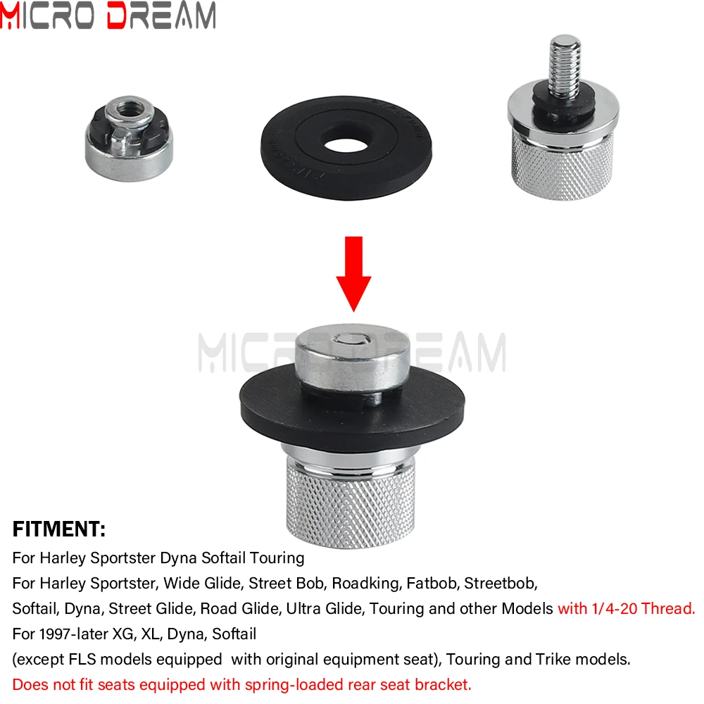 Motorcycle Seat Cushion Non-Slip Adapter Rear Fender Rubber Gasket Mounts Bolt Nut For Harley Sportster XL Touring Dyna Softail