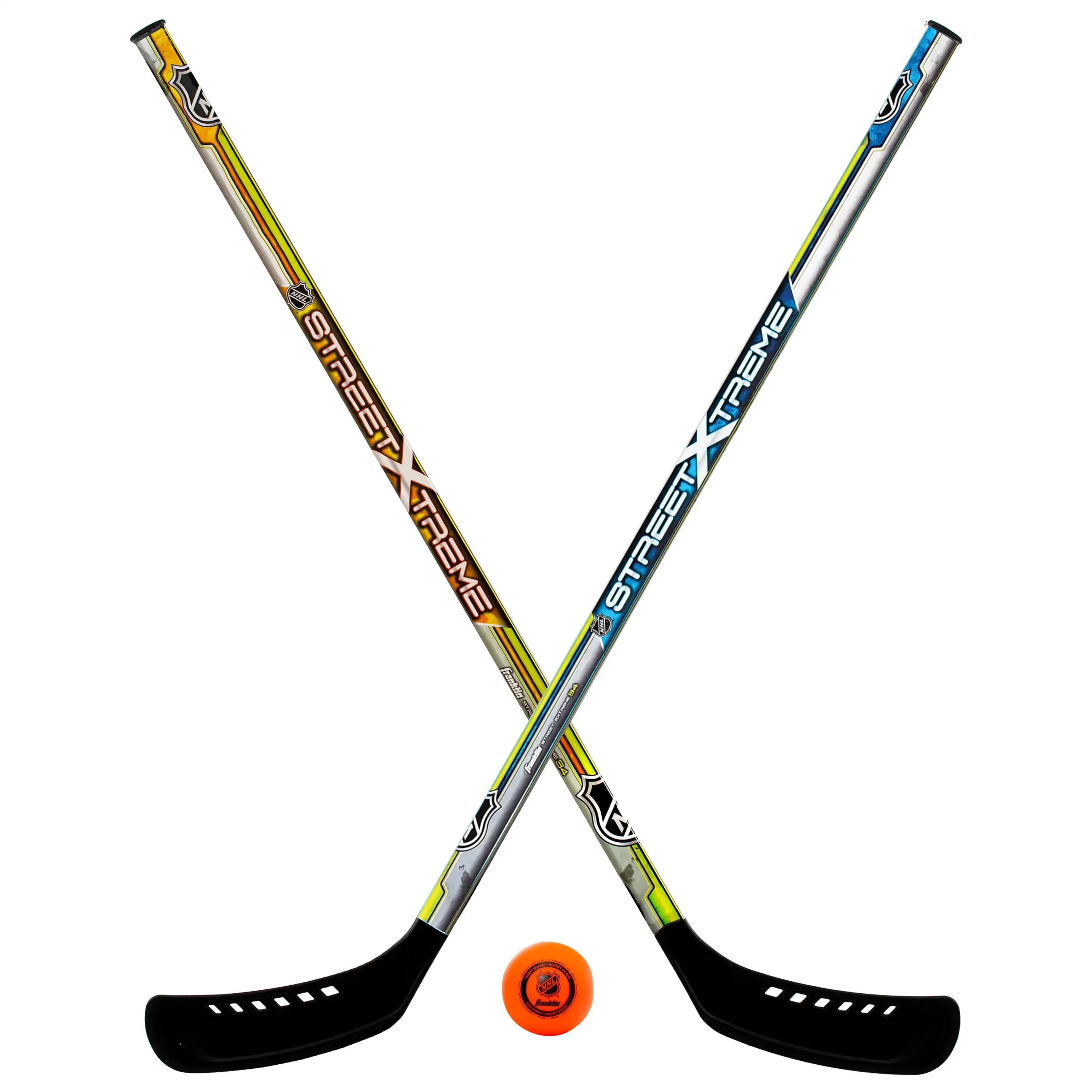 Street Hockey Starter Set - Includes 2 hockey sticks and 1 street hockey ball, the perfect starter set.Durable ABS