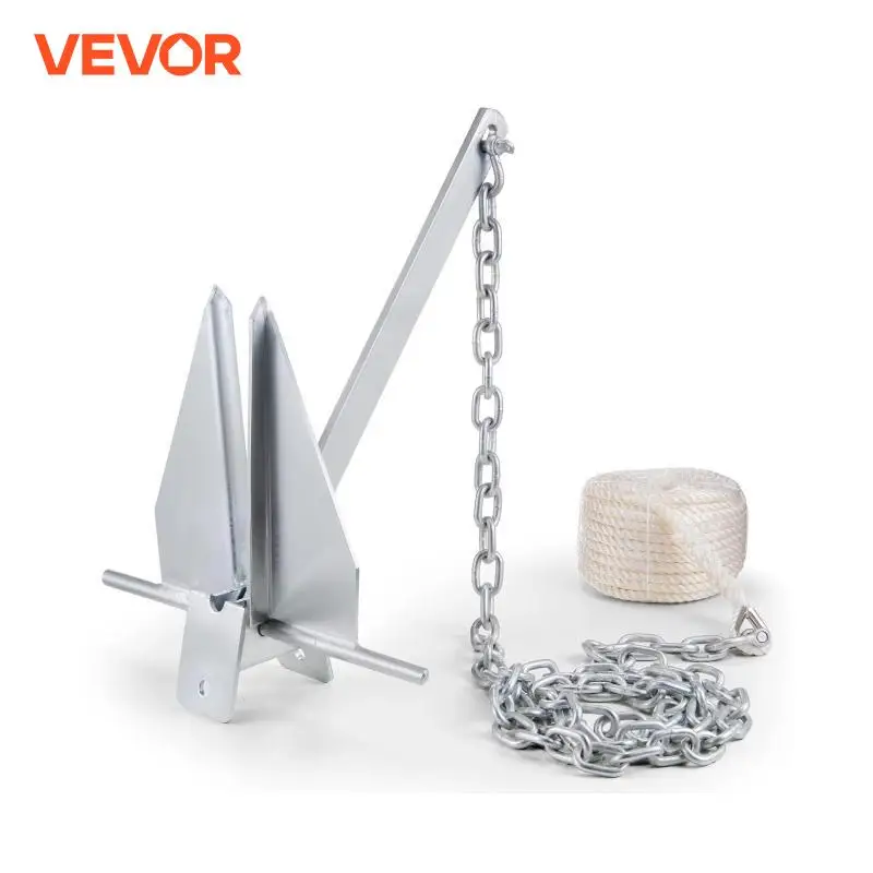 VEVOR Fluke Style Anchor Kit, 13 LBS Hot-Dipped Galvanized Steel Fluke Anchor with 7.9' Chain 101' Rope and Two 0.4