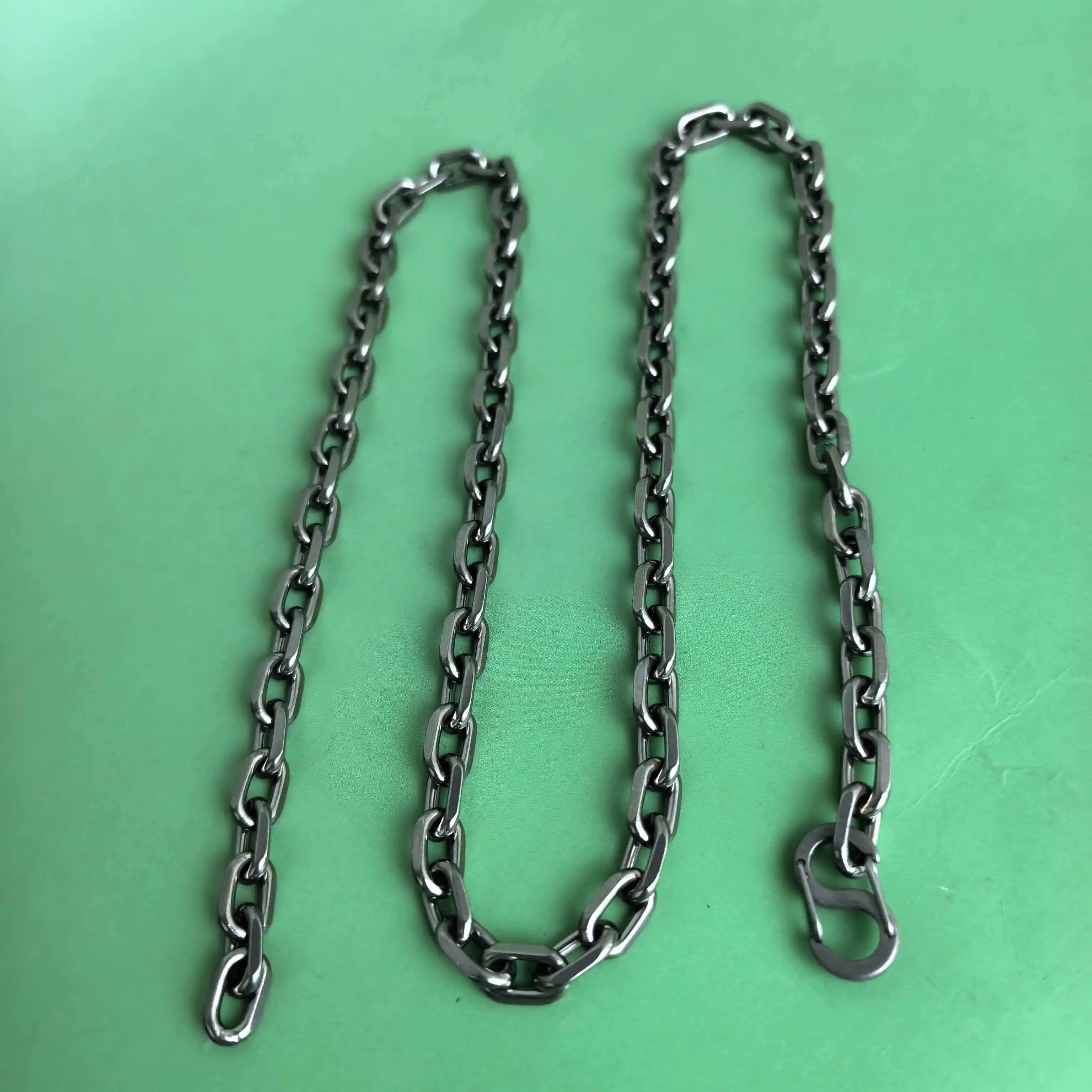 6.6mm pure titanium ground four sided stone washed unwelded necklace