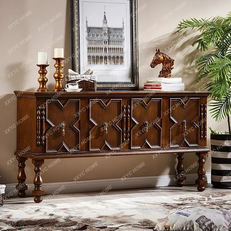 TT Entrance cabinet Solid wood foyer cabinet Living room locker TV cabinet Vintage dining side Entrance platform