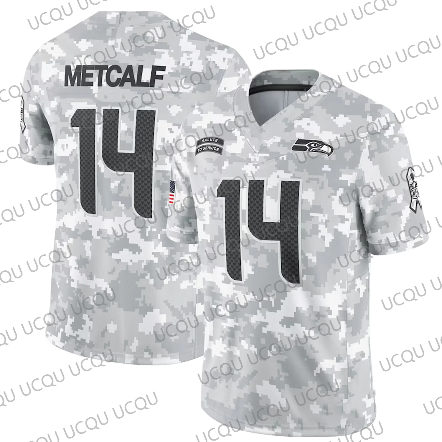 2024 New Arriavl Replica Rugly Jersey DK Metcalf 14 Salute to Service Limited Jersey Arctic Camo Oversized 3D printed Tops