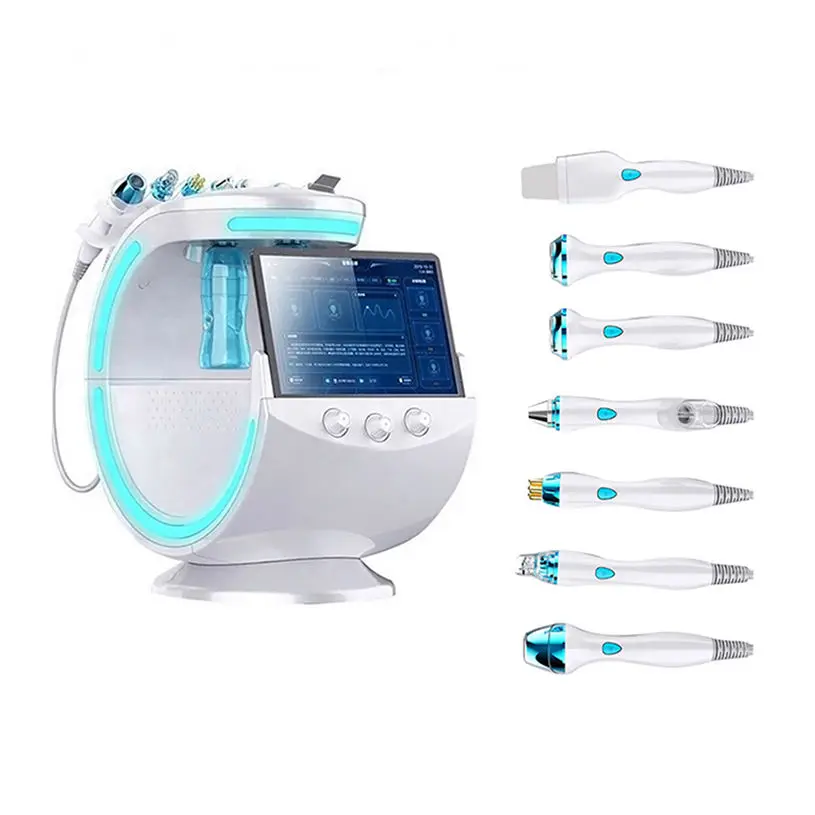 Ice Blue Hydrafacials Dermabrasion Facial 7 in 1 Skin Lifting Cleansing Aqua Cleansing Machine With Skin Analyzer Spa Use Device