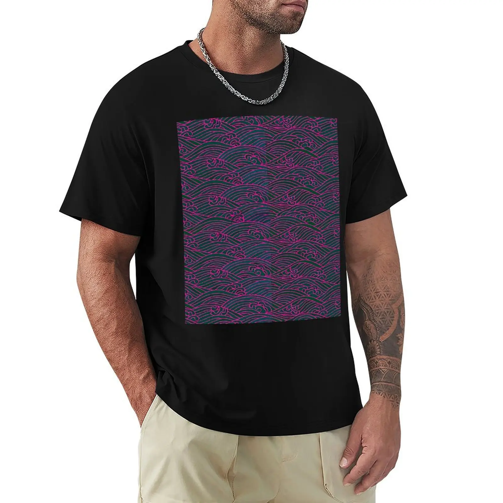 

Copy of Japanese wave pattern pink T-Shirt Basic Solid Color Short Sleeve T-Shirt