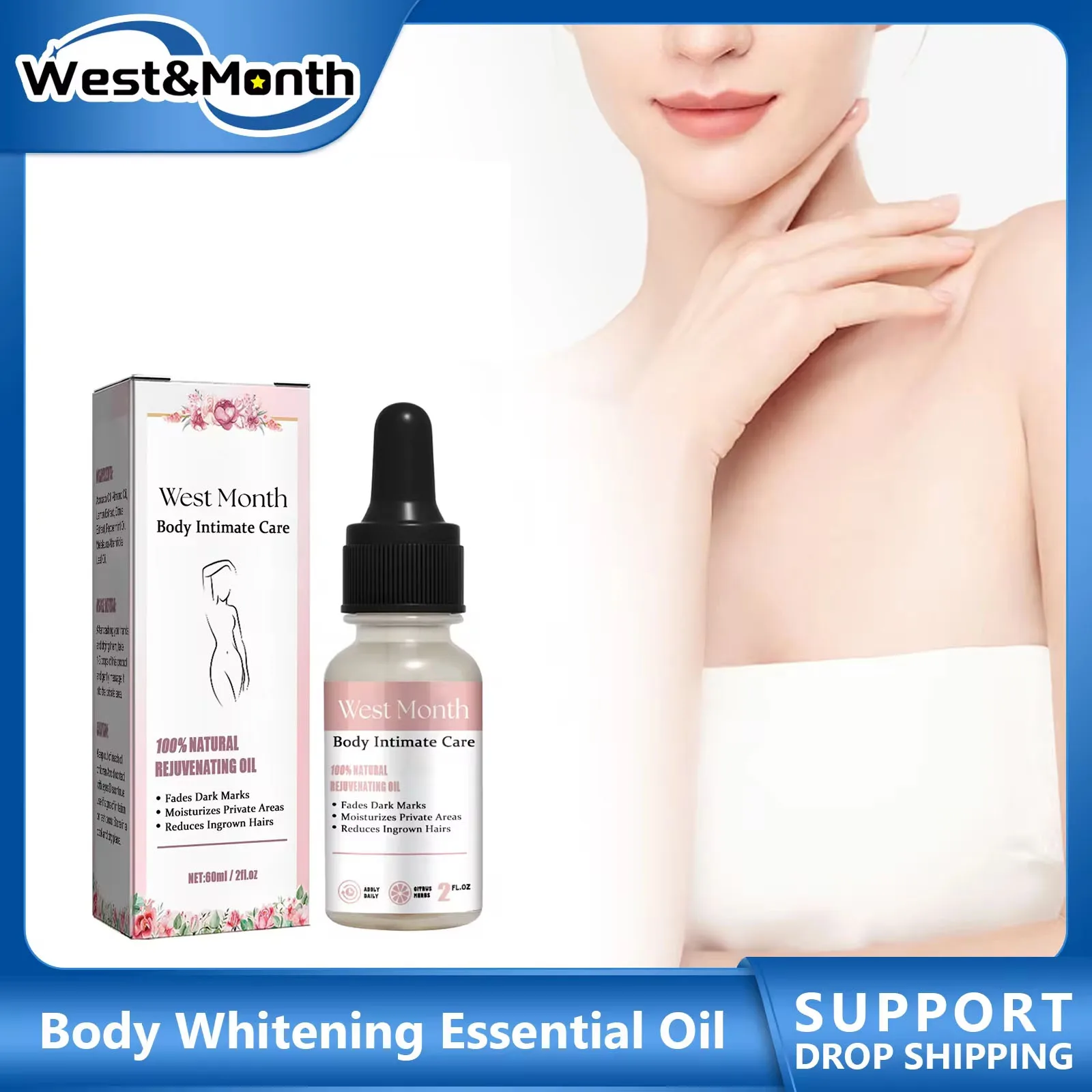 Body Whitening Essential Oil Private Parts Underarm Butt Bleach Inner Thigh Intimate Areas Dark Skin Removal Body Lightening Oil