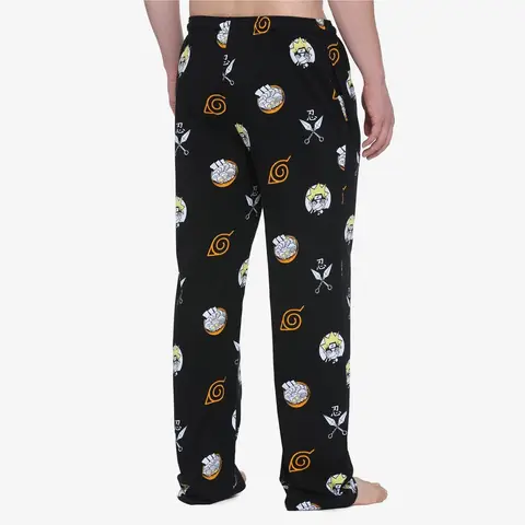 Naruto Shippuden Ramen & Kunai Anime Print Pajama Pants for Men Women Kids Summer Breathable Quick Dry Casual Wide-leg Pants
