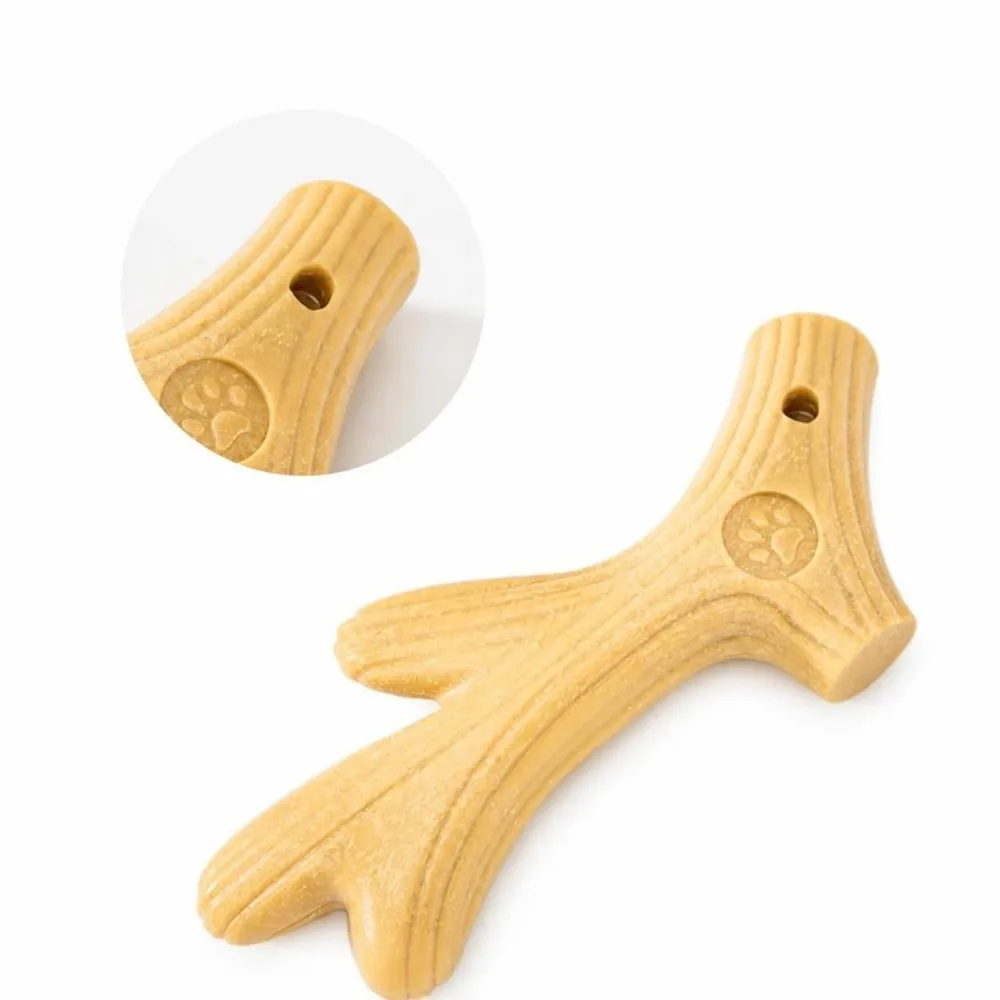Wooden Deer Antler Chew Toy Solid Texture Antler Shape Dog Antler Chew Stick Multiple Sizes Uncoated Surface Dog Bite Tough Toy