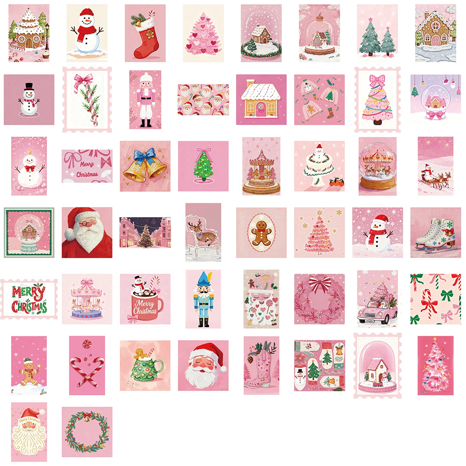 50 pezzi di timbri rosa adesivi natalizi bagagli scrapbooking immagine artistica soggiorno laptop skateboard graffiti adesivo fai da te