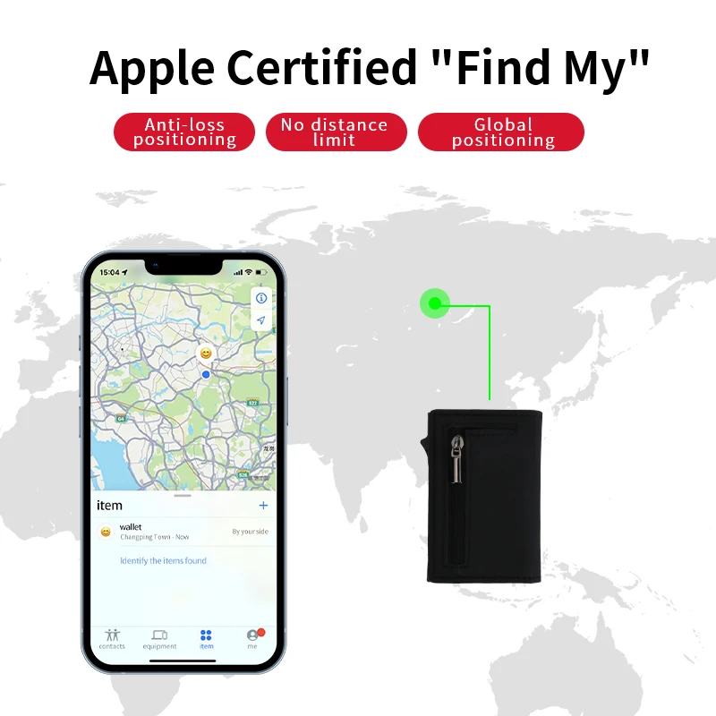 Smart Wallet with Zipper Coin Purse Automatic Pop-up Metal Credit Card Holder work with find my APP wallet Air Tag Tracker