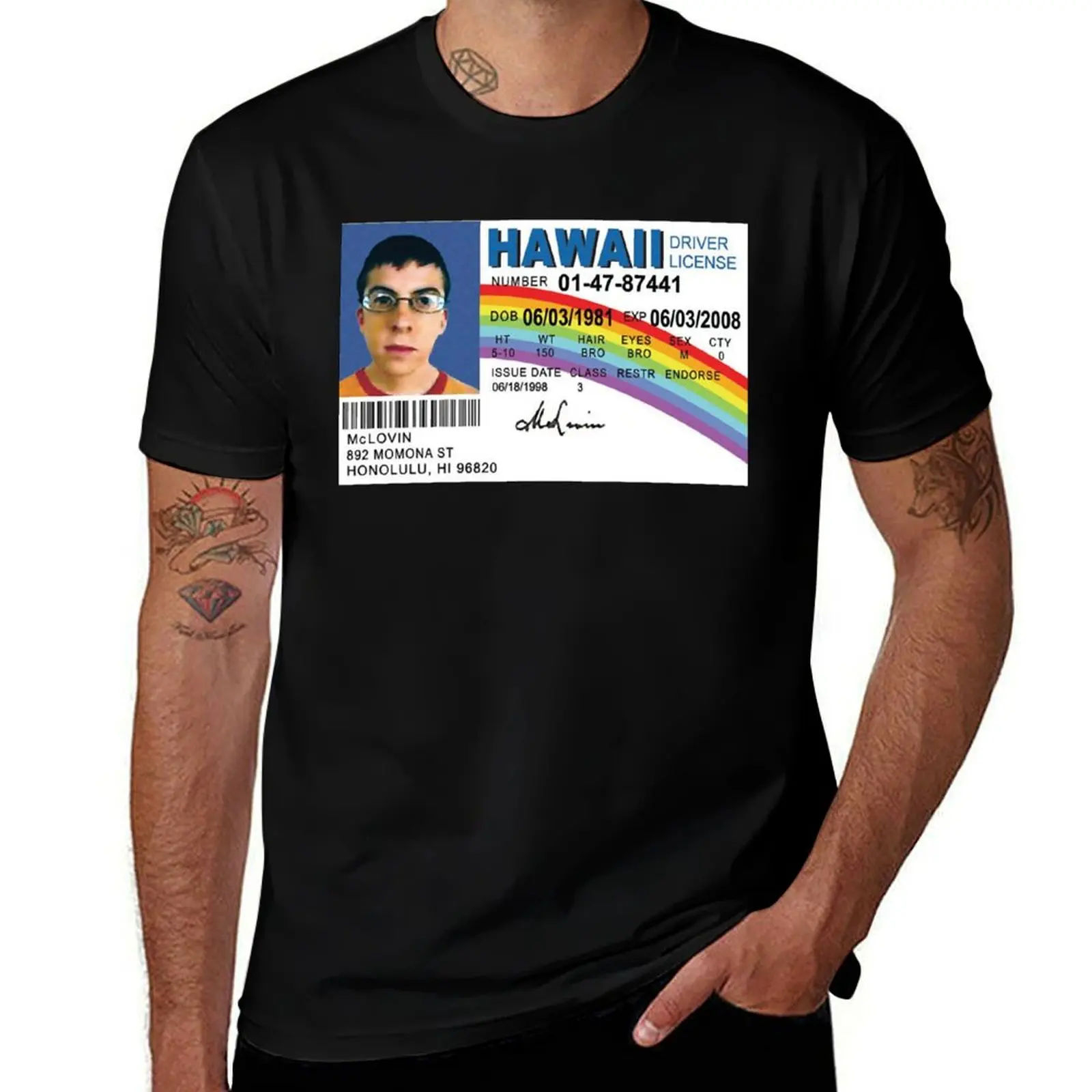McLovin Driver License ID Badge , mclovin, superbad, film, super, funny, sarcastic, dark humo T-Shirt