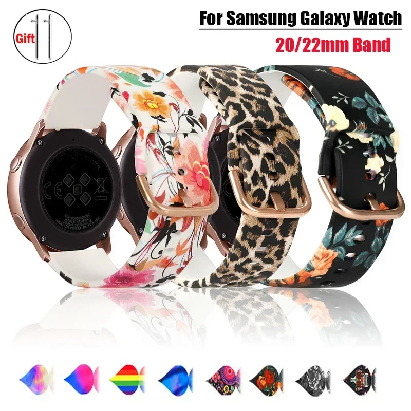 Women Printed Band for Samsung Galaxy Watch 6 5 pro/4/Classic/47mm belt 22mm/20mm Bracelet Galaxy Watch 7 6 4 FE 44mm 40mm Band