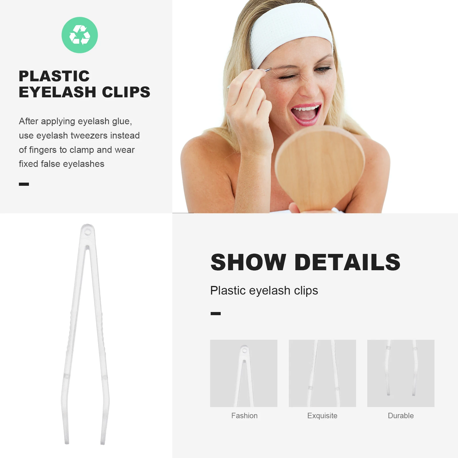 50 Pcs Double Eyelid Patch Tool False Eyelashes Helper Plastic Makeup Clips Mini Stickers Remover Tweezers Clamp