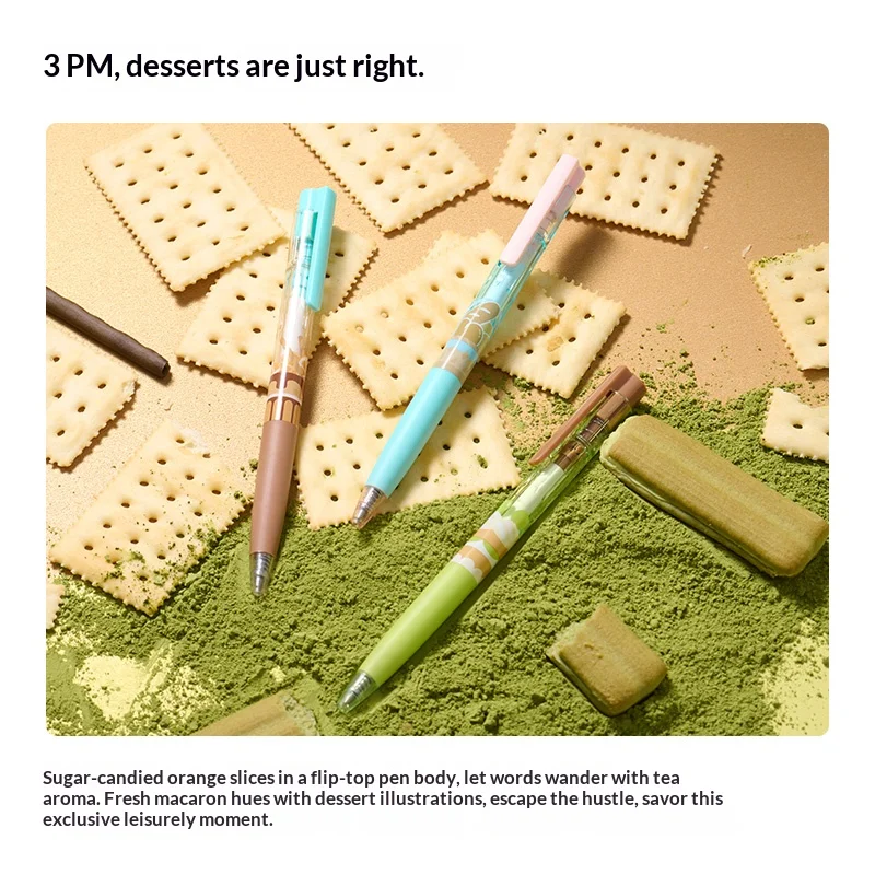 

New KACO Lazy Afternoon K7 Gel Ink Pen 3pc 0.5mm Core Black Set Double Bead Quick Drying Large Capacity Stationery Ballpoint Pen