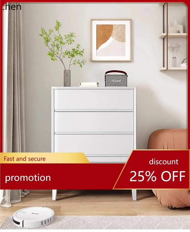 ZML solid wood minimalist modern cabinet living room household chest of drawers storage cabinet