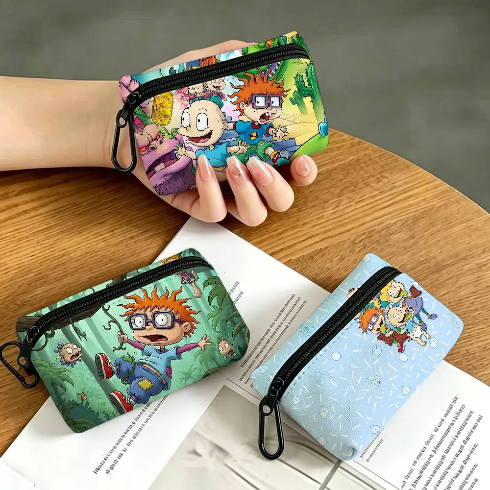 Cartoon Funny R-Rugrats Wear-resistant Oxford Cloth Coin Purse Portable Backpack Hanging Card Storage Bag