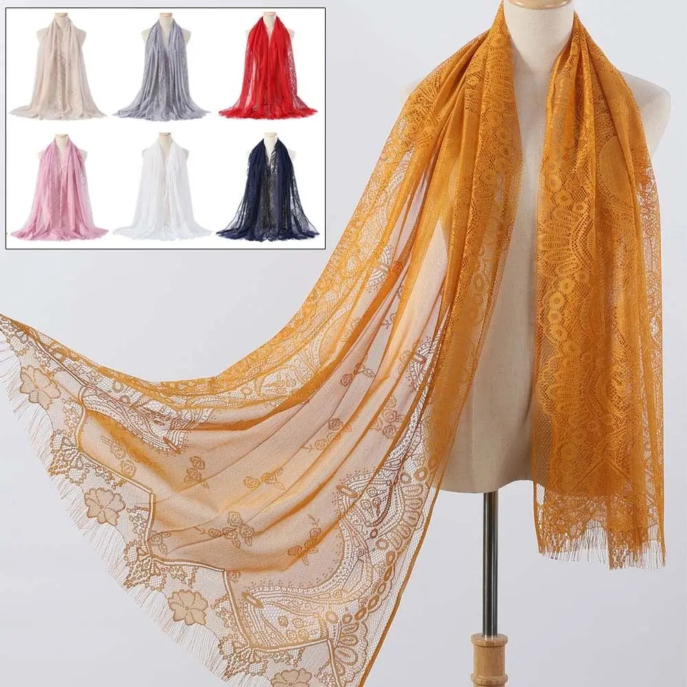 Wedding Accessories With Tassel Lace Shawl Hollow Solid Color Evening Prom Cape Fashion Scarf Women