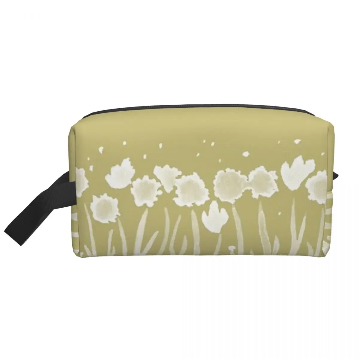 Alliums And Daffodils Watercolor Painting - Gold + Snow Makeup Bag for Women Travel Cosmetic Organizer Storage Toiletry Bags