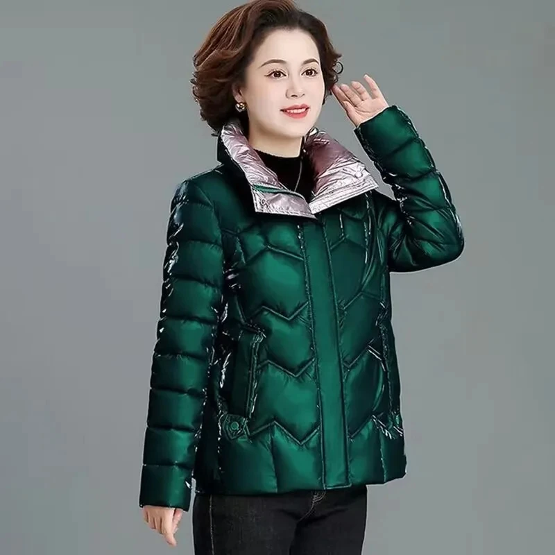 2023 new large size women Korean version of thick no-wash padded padded coat middle-aged and elderly down padded coat