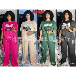 Customized 2 Piece Women Set Dashiki African Clothes Summer Autumn New Fashion Short Sleeve Top And Pants Suit Party Lady Matchi