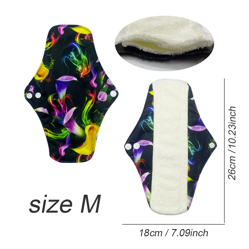 فوط صحية نسائية قابلة للغسل بأجنحة، فوط صحية يومية قابلة لإعادة الاستخدام، مجموعة وسادات داخلية من الخيزران ماصة #3