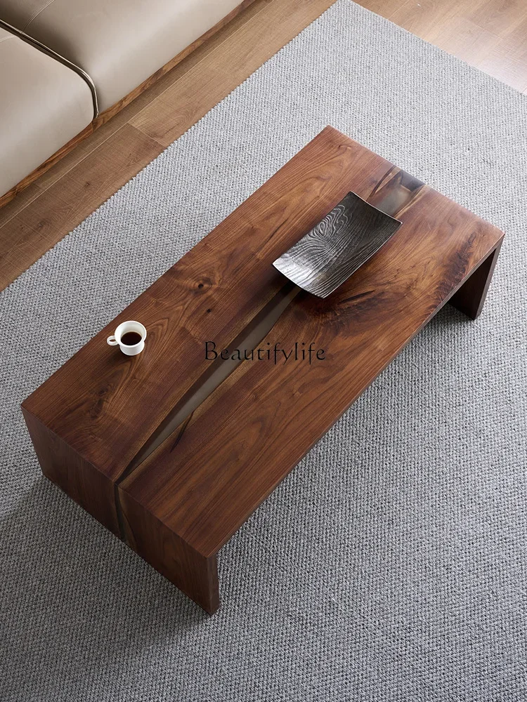 Living room tea room rectangular coffee table North American black walnut tatami low table Zen bay window floor tea table