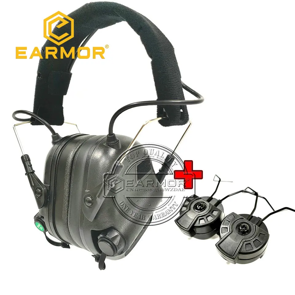 EARMOR M31 Tactical Headphones & ARC Rail Adapter Airsoft Noise Cancelling Earmuffs Electronic Noise Cancelling Headphones