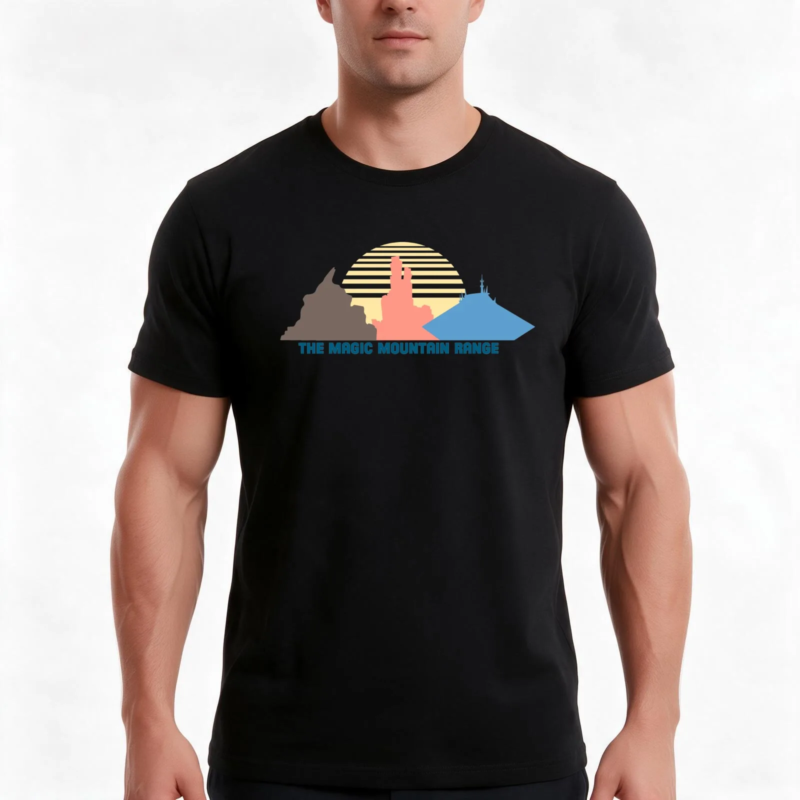 The Magic Mountain Range T-Shirt, Summer Casual Cotton Tee, Oversized Streetwear Tops, Vintage Graphic Print, Unisex Men Women