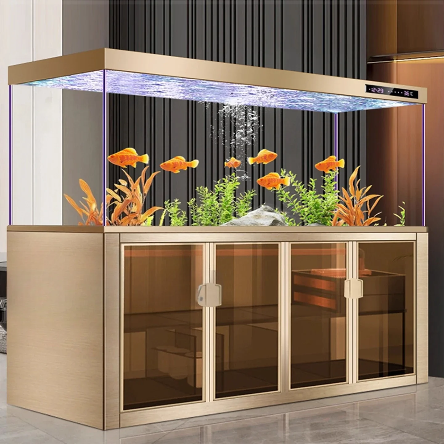 Glass living room household screen partition ecological floor entrance fish tank