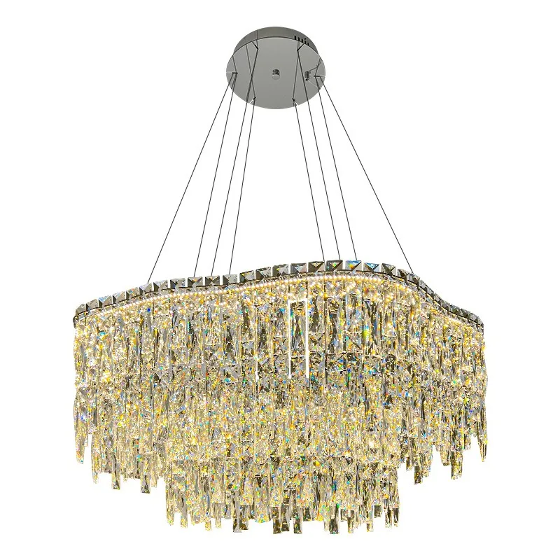 Light luxury crystal living room chandelier, modern hall main lamp dining room bedroom lamp lamp home lighting high sense