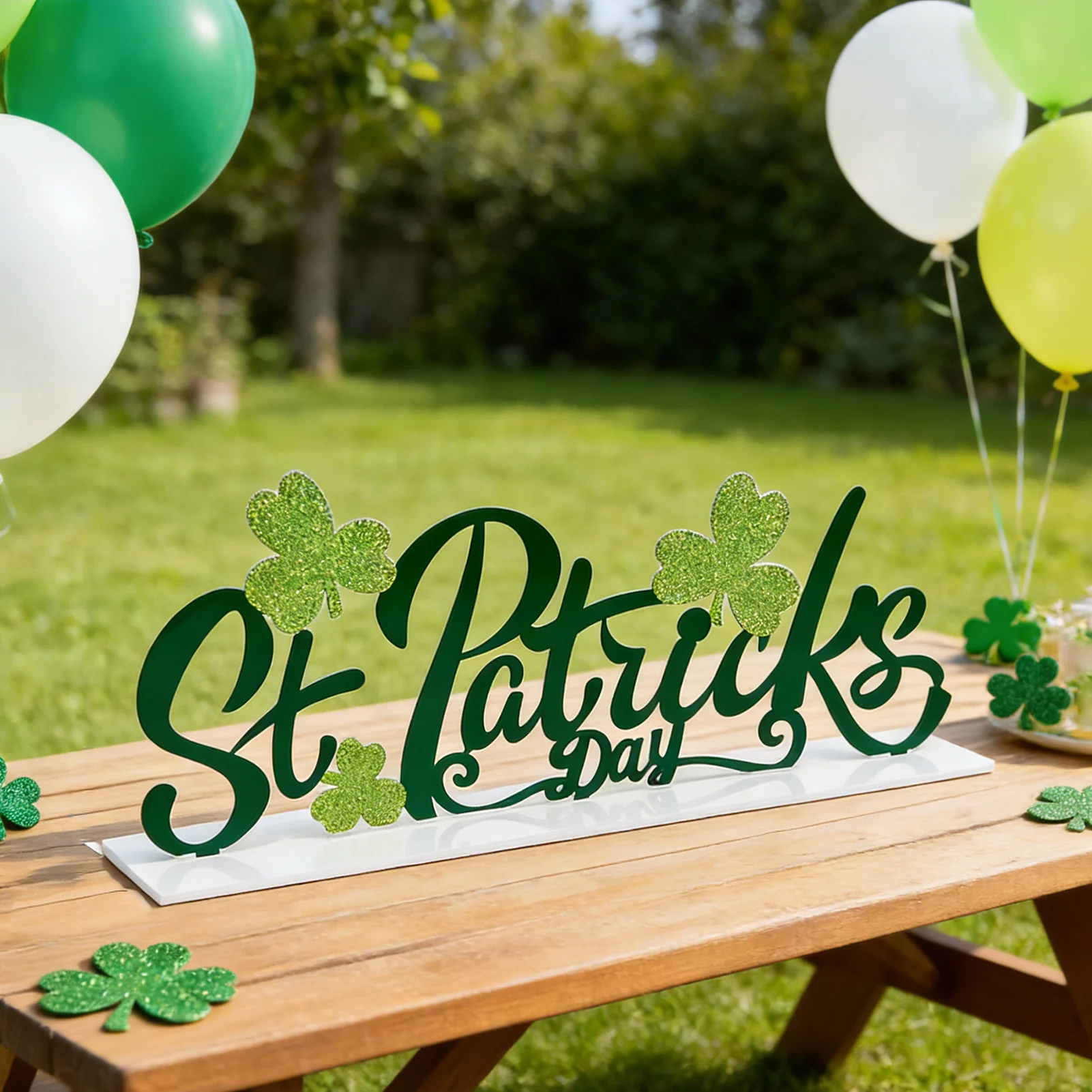 

St. Patrick's Decorative Ornaments Wooden Green Clover Element Desktop Decoration For Dining Table Fireplace Cabinet 2026