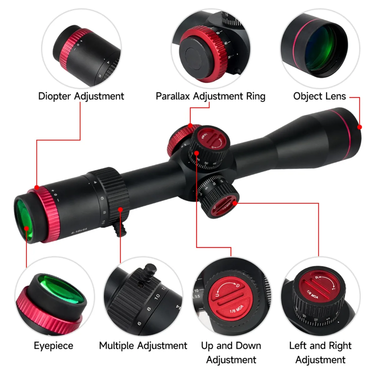 Tactical 2.5-8x28/5-25x50 FFP Long Range Shooting Collimator 30mm Tube Red Green Illuminated Crosshair Reticle Optical Sight