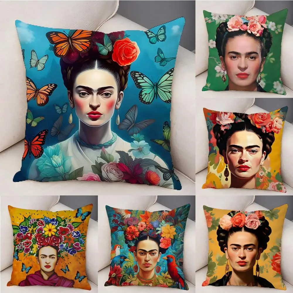 Retro Art F-Fridas Cushion Cover Plush Decorative Pillow Case With Hidden Zipper Fashion Room Decor For Home