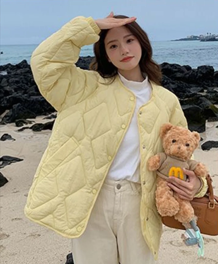 

Short Style Parkas Fall New Clothes Pure All-match Warm Simple Fashion College Single Breasted Casual Vintage Outwear Elegant