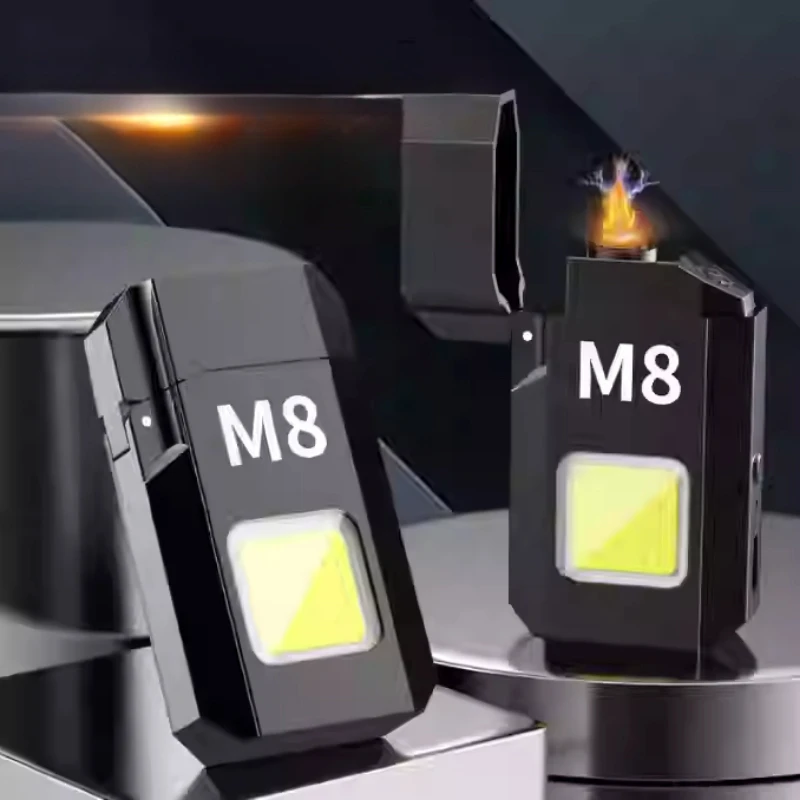 New type of arc lamp windproof COB lighting lighter Type-c rechargeable outdoor multifunctional flashlight mini keychain light