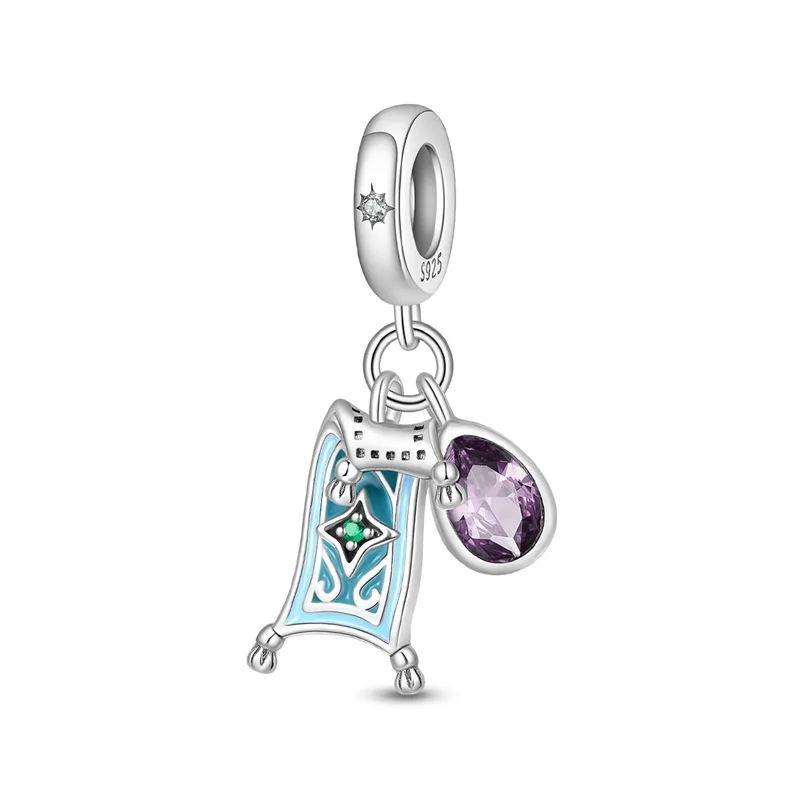 New 925 Sterling Silver Flying Carpet Charms Bead CZ Zircon Dangle Fit 3mm Original Bracelet DIY Women Jewelry