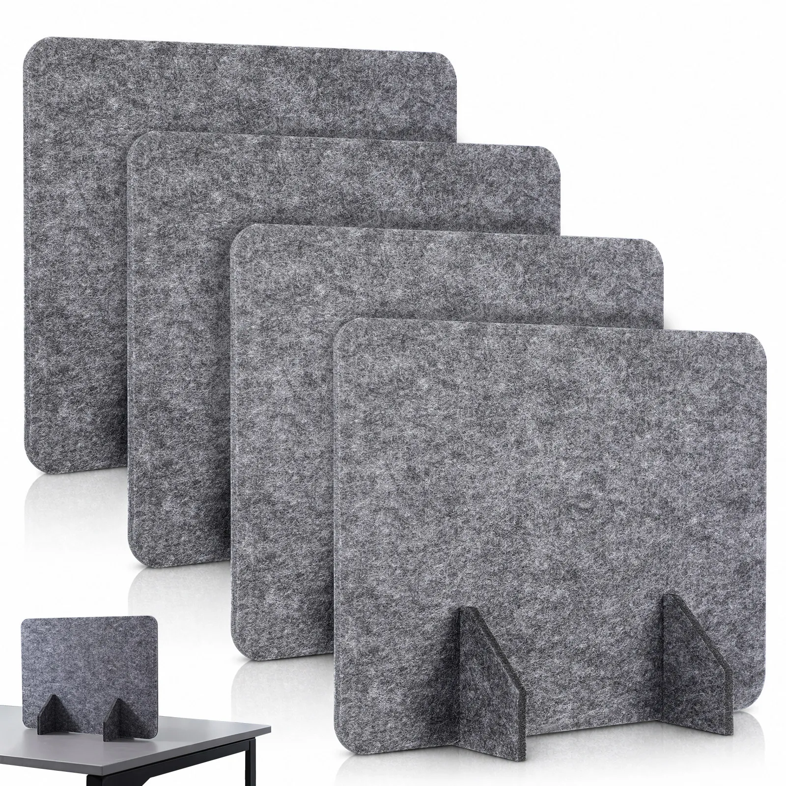 4Pcs Office Desk Divider Felt Partition Panel Detachable Desktop Privacy Shield for Classroom Testing Study Workspace