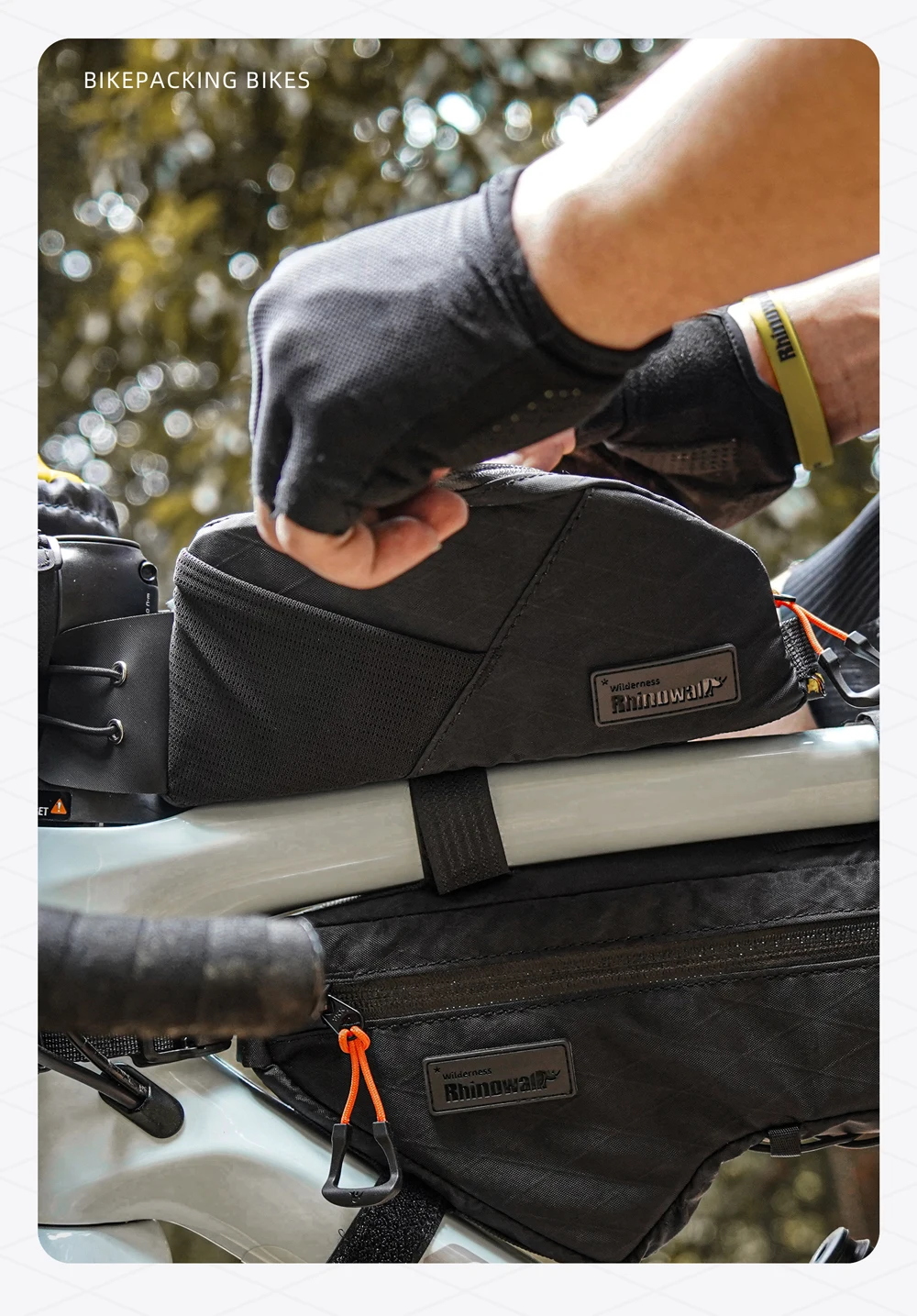 Rhinowalk Fahrrad-Frontrahmentasche, 1,2 l/2,1 l, wasserabweisende Fahrradaufbewahrung, Gepäckverpackung für MTB und Road Fit, größere Rahmenlänge – Detail 9