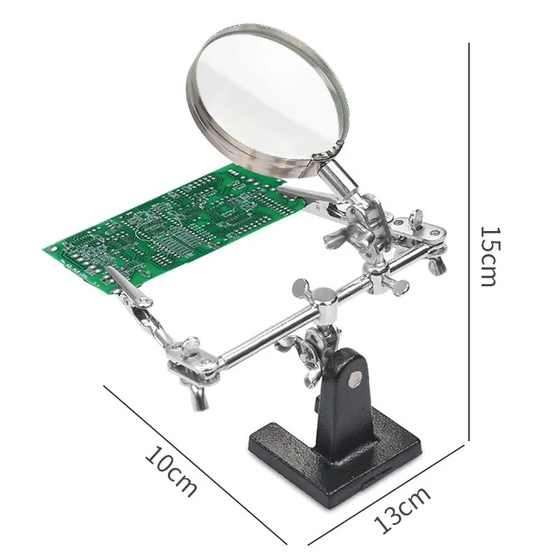Helping Hands Work Station with Magnifier 3 Alligator Clips Soldering Holder for PCB Jewelry and Electronic Repair