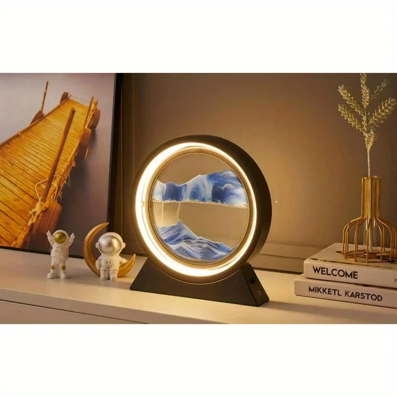 Modern Geometric Sand Art Desk Lamp USB Powered Adjustable Brightness for Bedroom & Office Decor No Battery Required